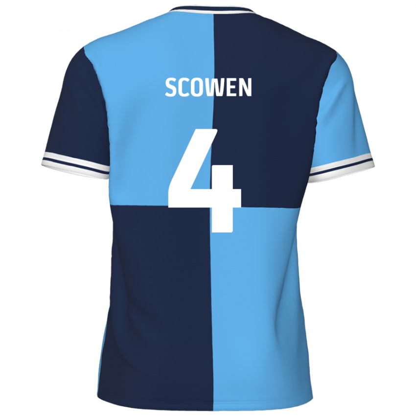 Niño Camiseta Josh Scowen #4 Azul Cielo Azul Oscuro 1ª Equipación 2024/25 La Camisa México