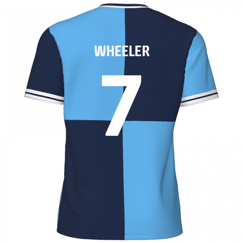 Niño Camiseta David Wheeler #7 Azul Cielo Azul Oscuro 1ª Equipación 2024/25 La Camisa México