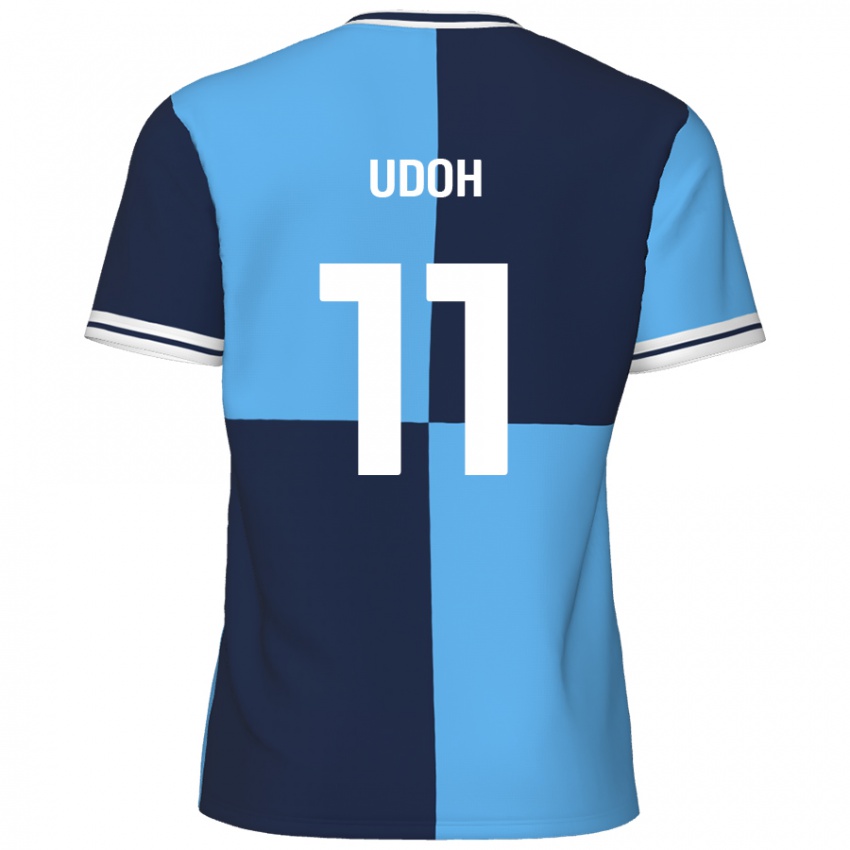 Niño Camiseta Daniel Udoh #11 Azul Cielo Azul Oscuro 1ª Equipación 2024/25 La Camisa México