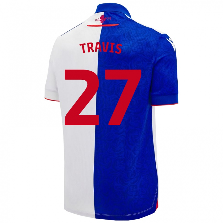 Niño Camiseta Lewis Travis #27 Azul Cielo Blanco 1ª Equipación 2024/25 La Camisa México