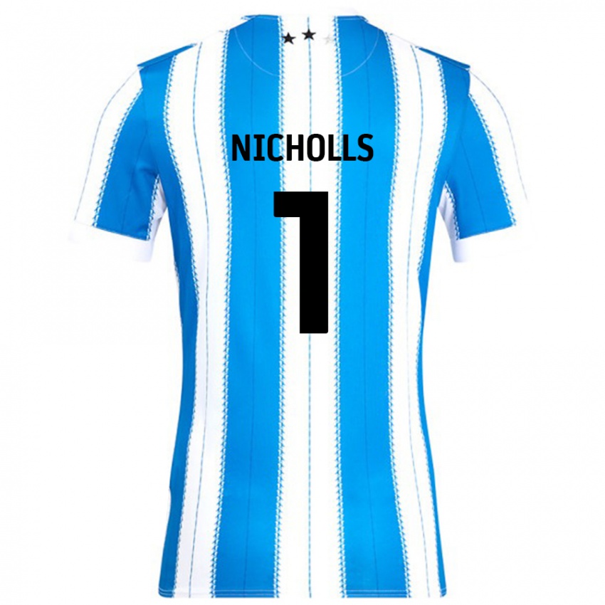 Niño Camiseta Lee Nicholls #1 Azul Blanco 1ª Equipación 2024/25 La Camisa México