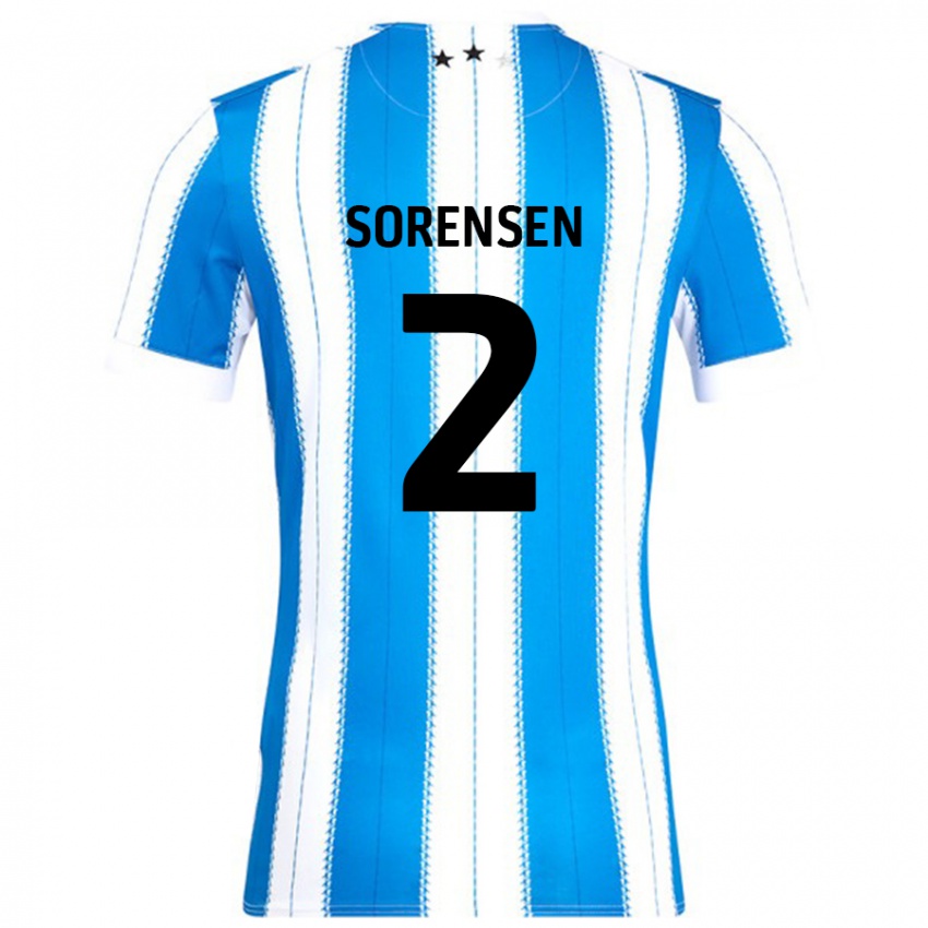 Niño Camiseta Lasse Sörensen #2 Azul Blanco 1ª Equipación 2024/25 La Camisa México