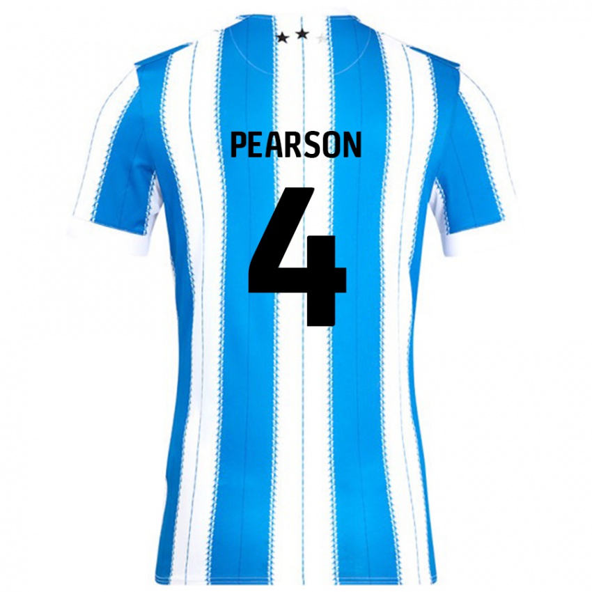 Niño Camiseta Matty Pearson #4 Azul Blanco 1ª Equipación 2024/25 La Camisa México