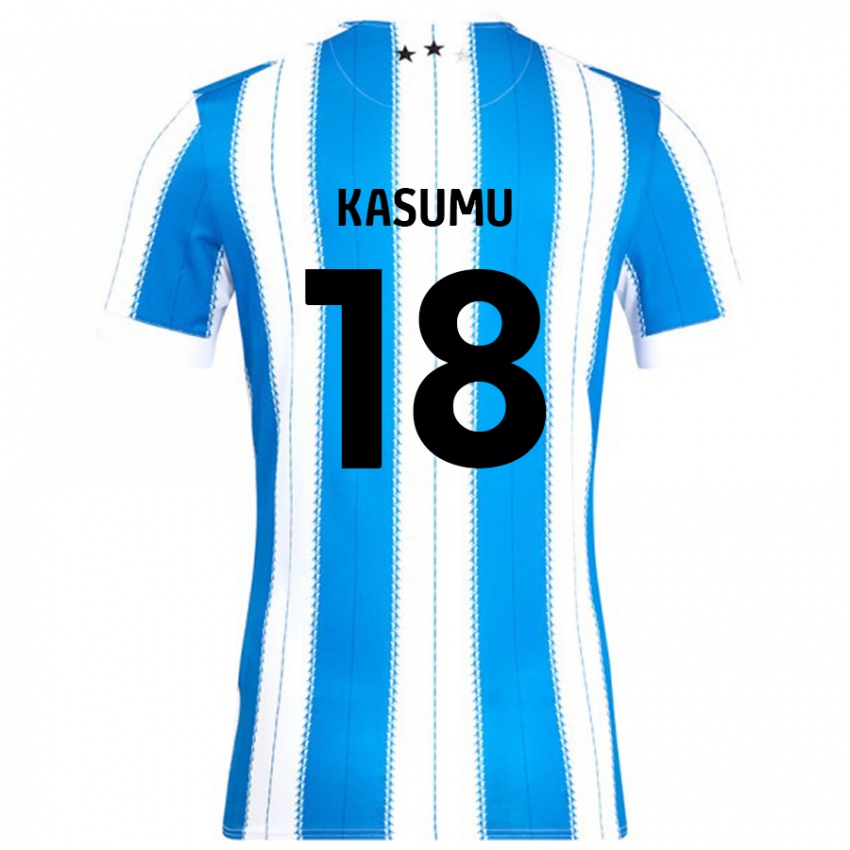 Niño Camiseta David Kasumu #18 Azul Blanco 1ª Equipación 2024/25 La Camisa México