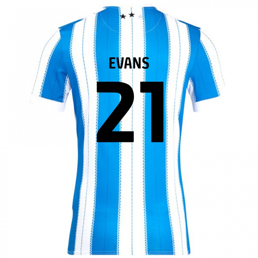 Niño Camiseta Antony Evans #21 Azul Blanco 1ª Equipación 2024/25 La Camisa México