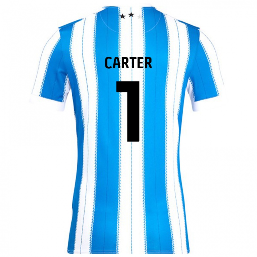 Niño Camiseta Laura Carter #1 Azul Blanco 1ª Equipación 2024/25 La Camisa México