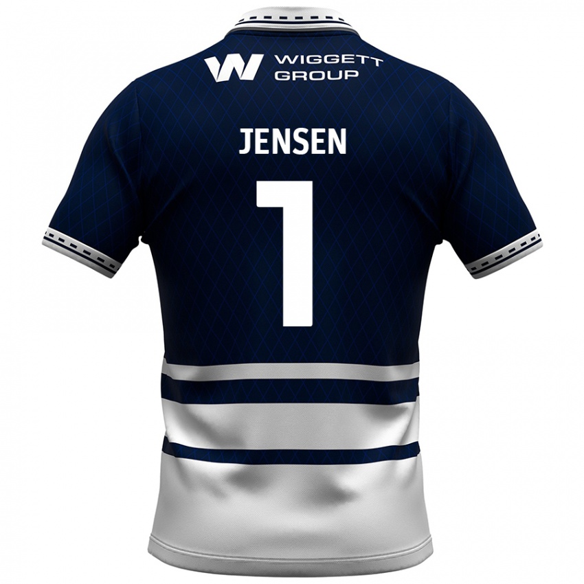 Niño Camiseta Lukas Jensen #1 Azul Marino Blanco 1ª Equipación 2024/25 La Camisa México