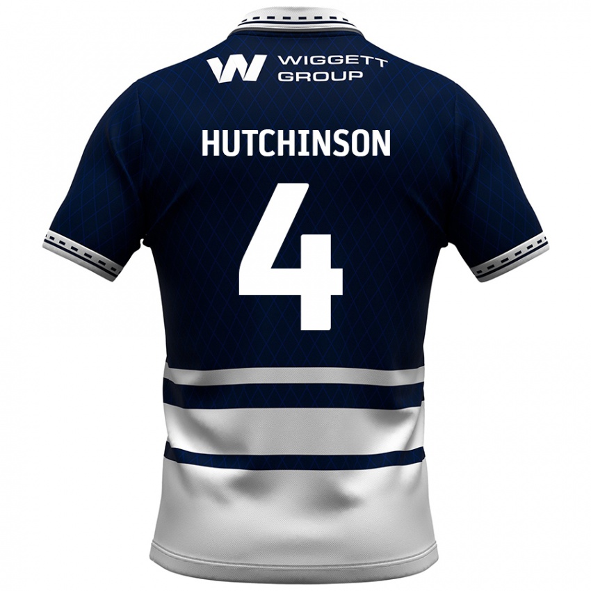 Niño Camiseta Shaun Hutchinson #4 Azul Marino Blanco 1ª Equipación 2024/25 La Camisa México