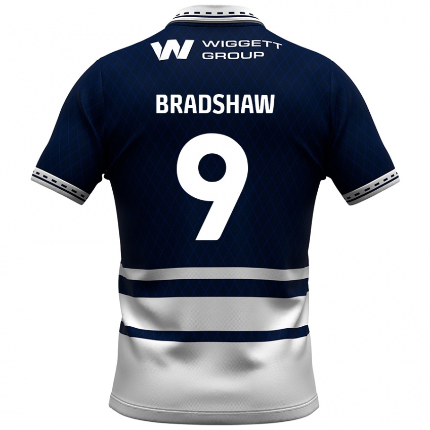 Niño Camiseta Tom Bradshaw #9 Azul Marino Blanco 1ª Equipación 2024/25 La Camisa México