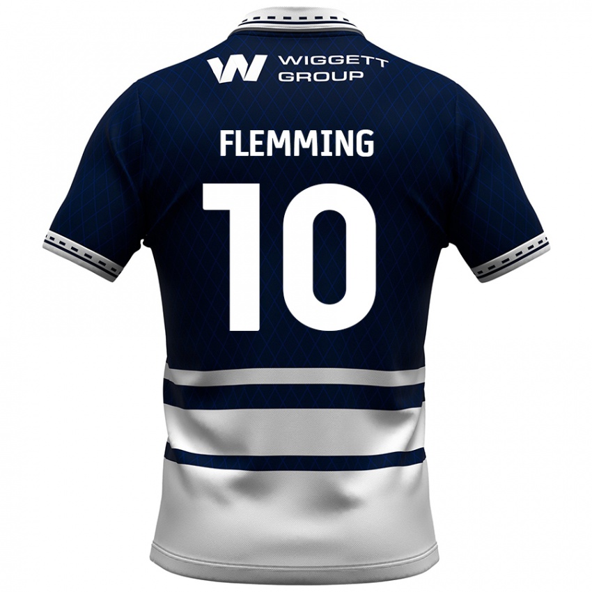 Niño Camiseta Zian Flemming #10 Azul Marino Blanco 1ª Equipación 2024/25 La Camisa México