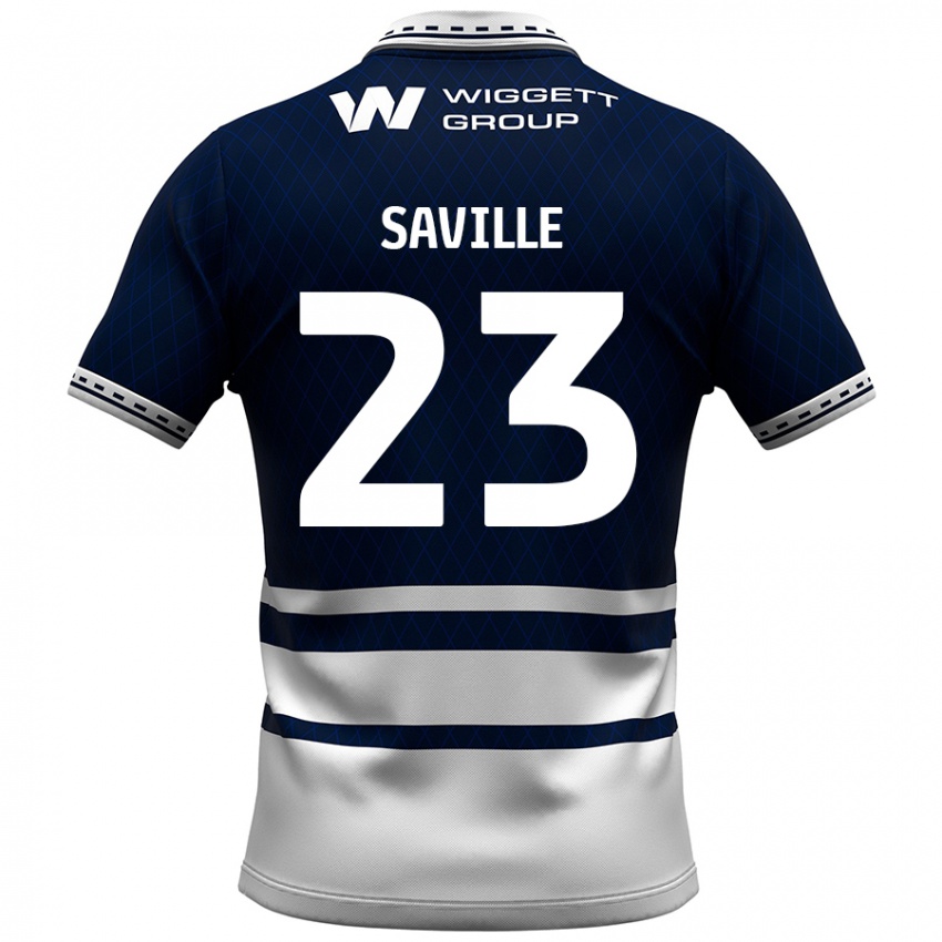 Niño Camiseta George Saville #23 Azul Marino Blanco 1ª Equipación 2024/25 La Camisa México