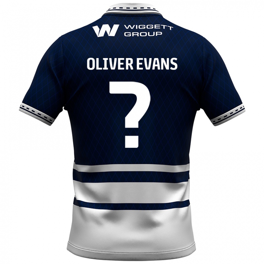 Niño Camiseta Oliver Evans #0 Azul Marino Blanco 1ª Equipación 2024/25 La Camisa México