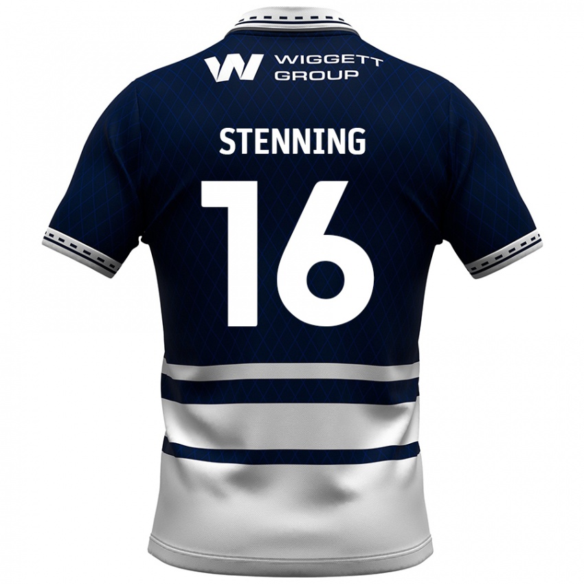 Niño Camiseta Ellie Stenning #16 Azul Marino Blanco 1ª Equipación 2024/25 La Camisa México