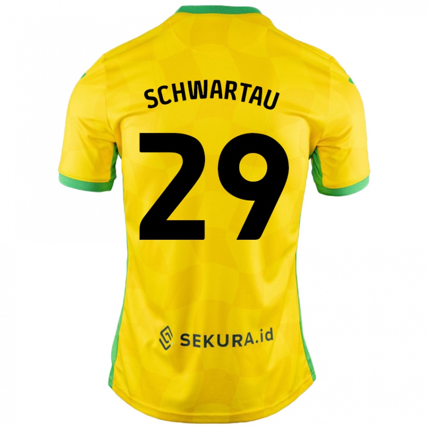 Niño Camiseta Oscar Schwartau #29 Amarillo Verde 1ª Equipación 2024/25 La Camisa México