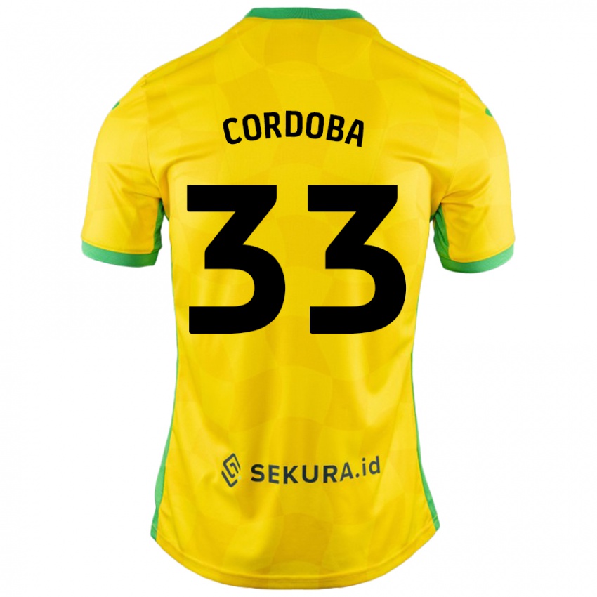 Niño Camiseta José Córdoba #33 Amarillo Verde 1ª Equipación 2024/25 La Camisa México