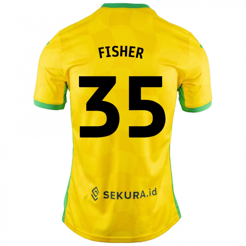 Niño Camiseta Kellen Fisher #35 Amarillo Verde 1ª Equipación 2024/25 La Camisa México