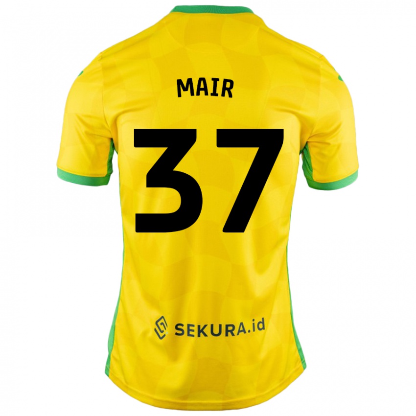 Niño Camiseta Archie Mair #37 Amarillo Verde 1ª Equipación 2024/25 La Camisa México