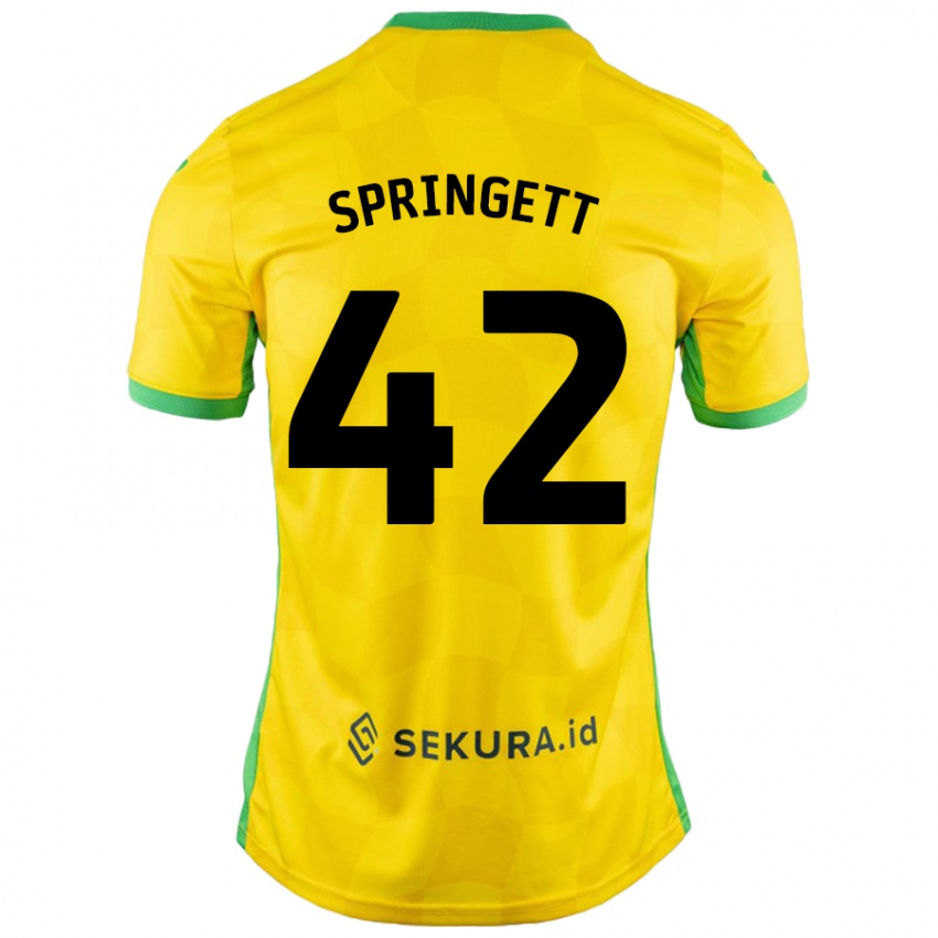 Niño Camiseta Tony Springett #42 Amarillo Verde 1ª Equipación 2024/25 La Camisa México