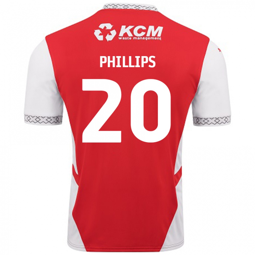 Niño Camiseta Dillon Phillips #20 Rojo Blanco 1ª Equipación 2024/25 La Camisa México