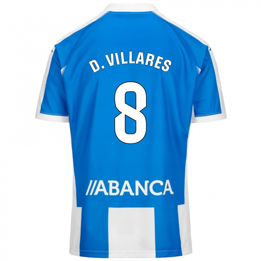 Niño Camiseta Diego Villares #8 Azul Blanco 1ª Equipación 2024/25 La Camisa México