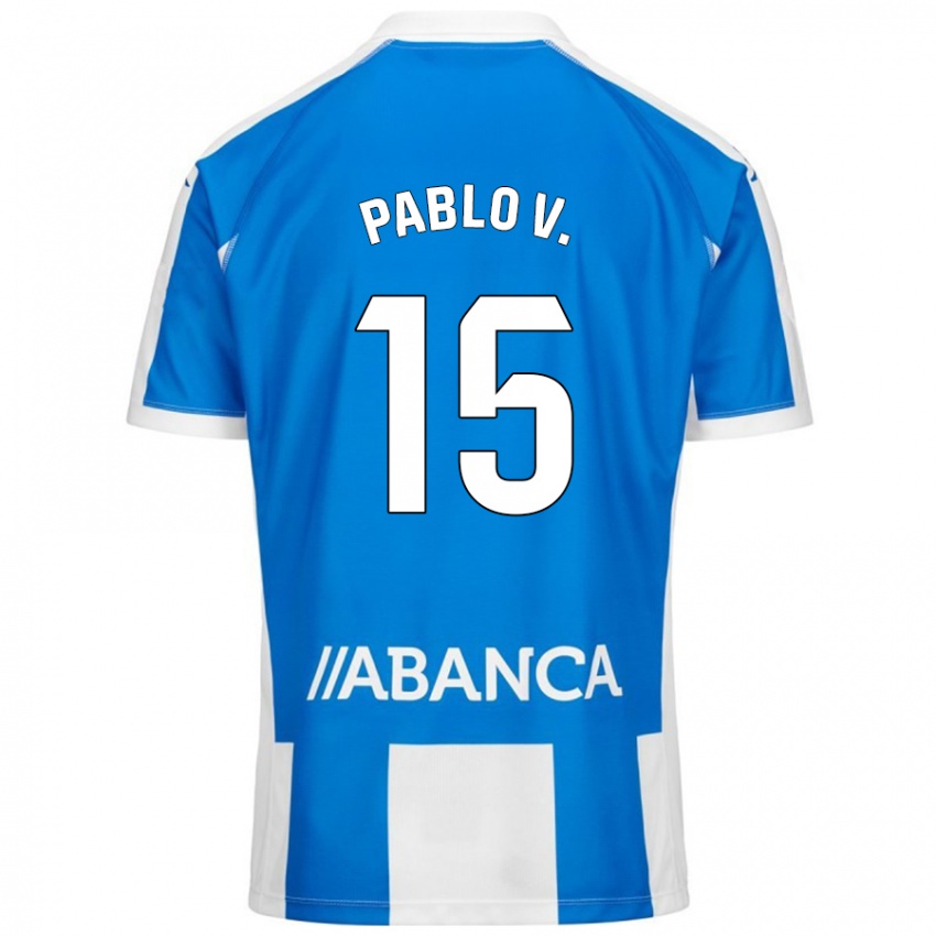 Niño Camiseta Pablo Vázquez #15 Azul Blanco 1ª Equipación 2024/25 La Camisa México