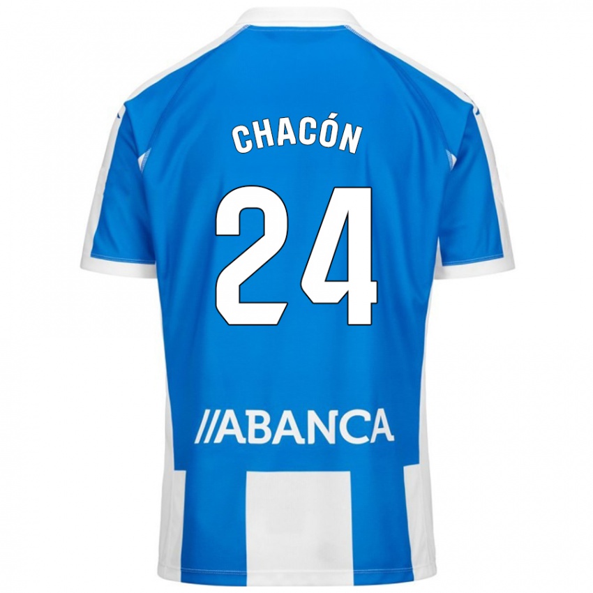 Niño Camiseta Luis Chacón #24 Azul Blanco 1ª Equipación 2024/25 La Camisa México