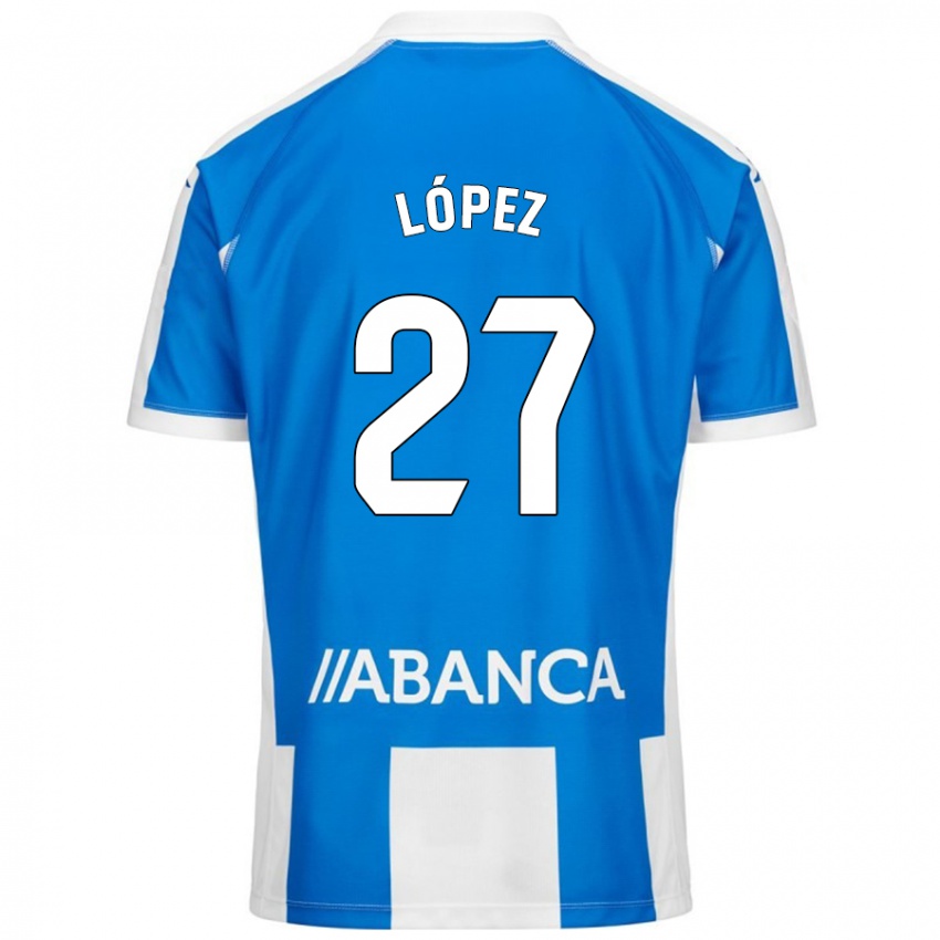 Niño Camiseta Rubén López #27 Azul Blanco 1ª Equipación 2024/25 La Camisa México