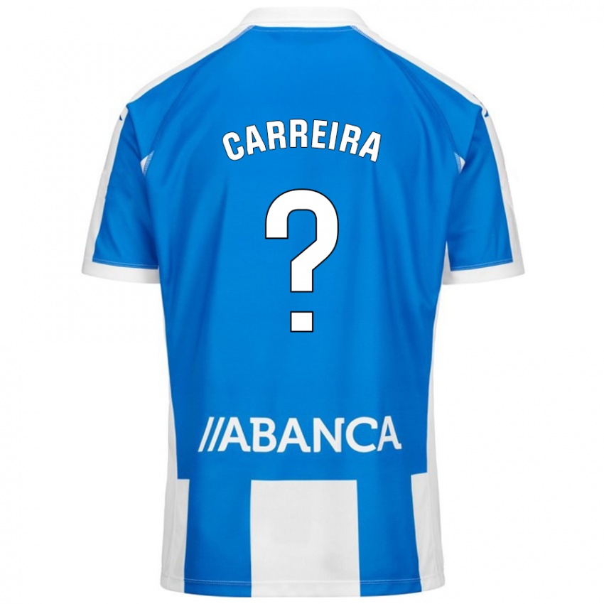 Niño Camiseta David Carreira #0 Azul Blanco 1ª Equipación 2024/25 La Camisa México