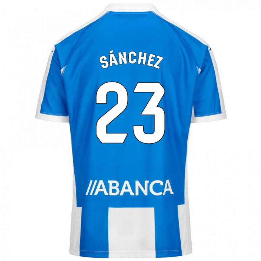 Niño Camiseta Kevin Sánchez #23 Azul Blanco 1ª Equipación 2024/25 La Camisa México