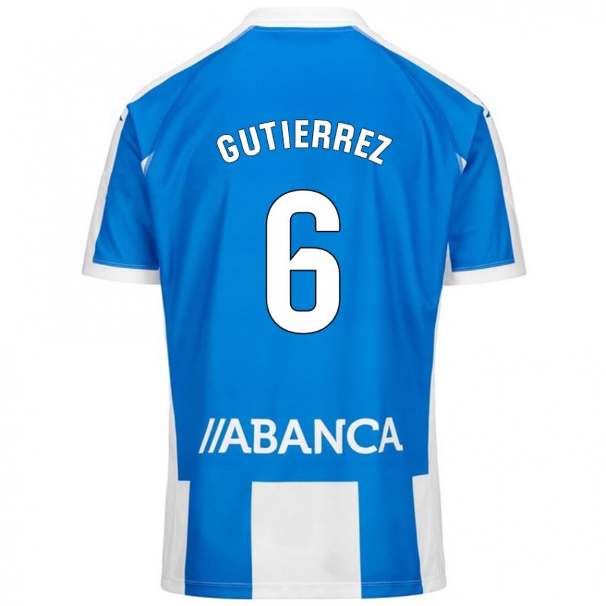 Niño Camiseta Paula Gutiérrez #6 Azul Blanco 1ª Equipación 2024/25 La Camisa México