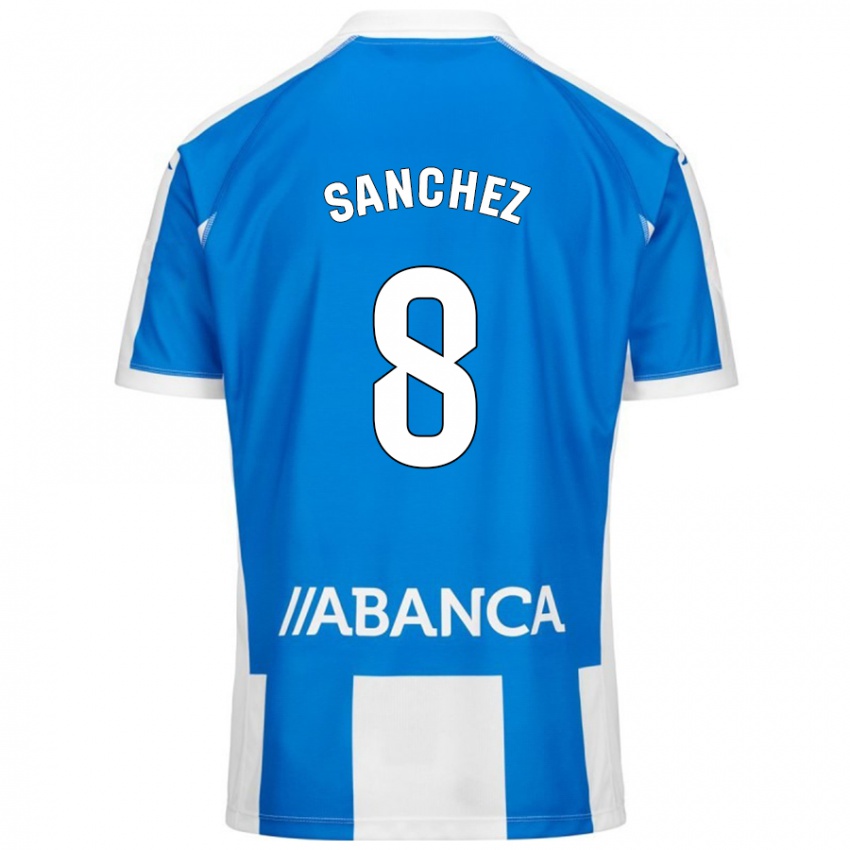 Niño Camiseta Carlota Sánchez #8 Azul Blanco 1ª Equipación 2024/25 La Camisa México