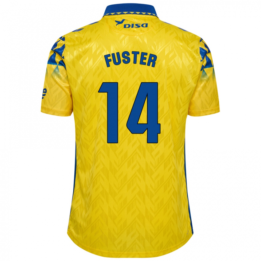 Niño Camiseta Manu Fuster #14 Amarillo Azul 1ª Equipación 2024/25 La Camisa México