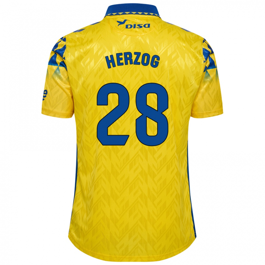 Niño Camiseta Juanma Herzog #28 Amarillo Azul 1ª Equipación 2024/25 La Camisa México