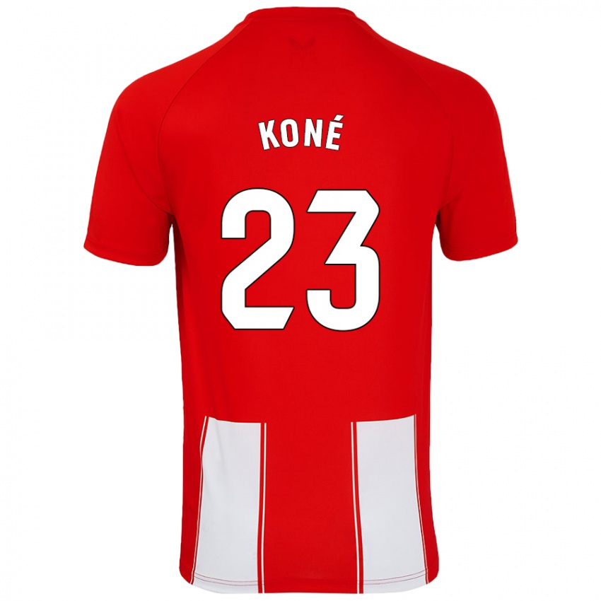 Niño Camiseta Ibrahima Koné #23 Rojo Blanco 1ª Equipación 2024/25 La Camisa México