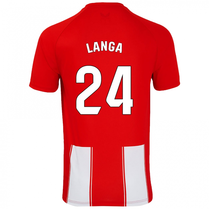 Niño Camiseta Bruno Langa #24 Rojo Blanco 1ª Equipación 2024/25 La Camisa México