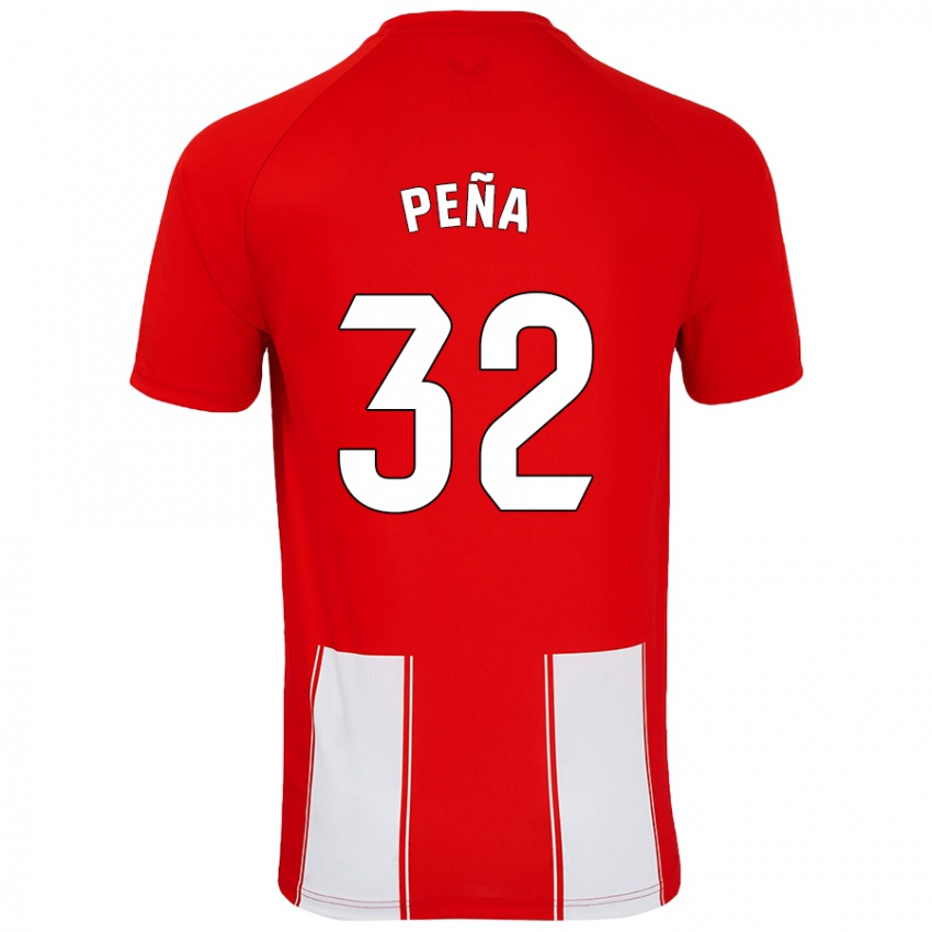 Niño Camiseta Marcos Peña #32 Rojo Blanco 1ª Equipación 2024/25 La Camisa México