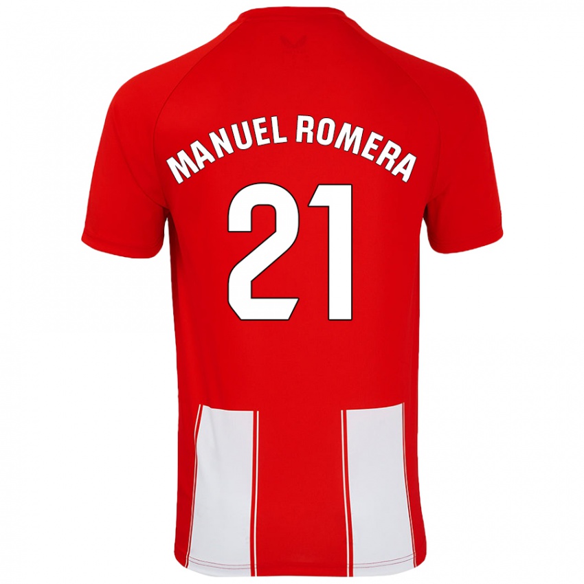 Niño Camiseta José Manuel Romera #21 Rojo Blanco 1ª Equipación 2024/25 La Camisa México