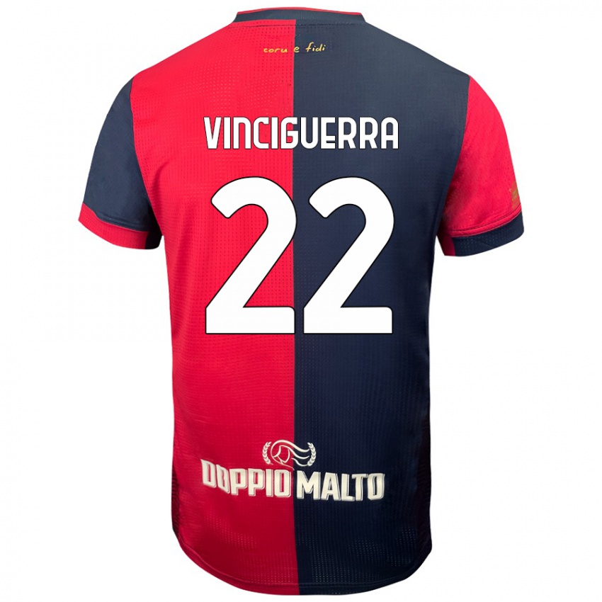 Niño Camiseta Alessandro Vinciguerra #22 Rojo Azul Más Oscuro 1ª Equipación 2024/25 La Camisa México