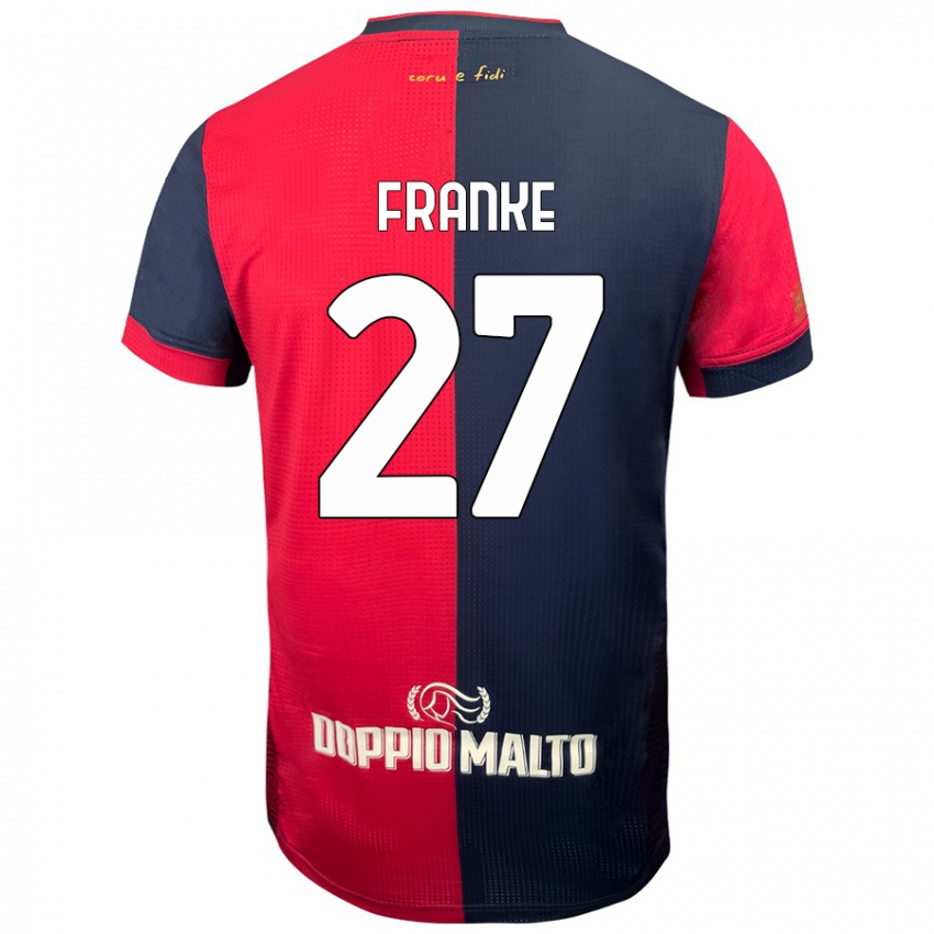 Niño Camiseta Antoni Franke #27 Rojo Azul Más Oscuro 1ª Equipación 2024/25 La Camisa México