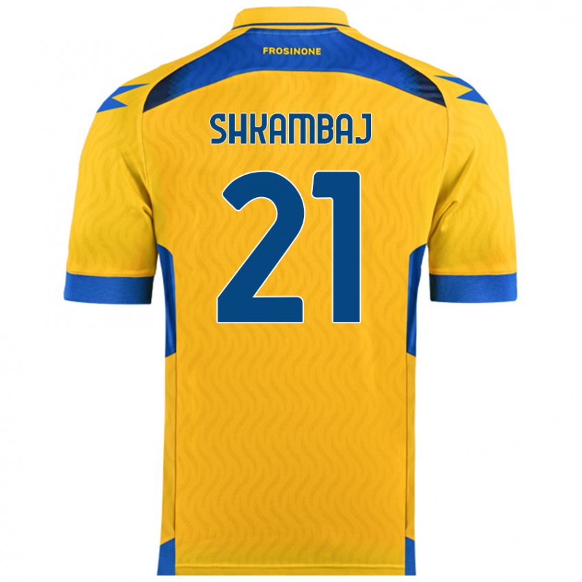 Niño Camiseta Ardit Shkambaj #21 Amarillo 1ª Equipación 2024/25 La Camisa México