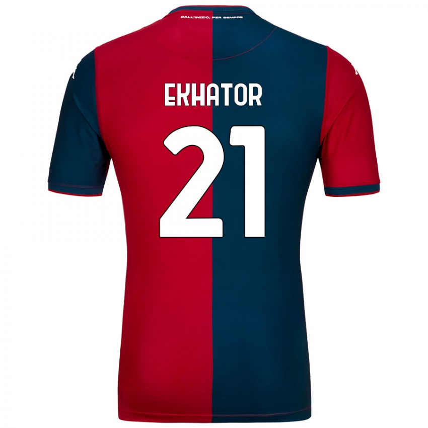 Niño Camiseta Jeff Ekhator #21 Rojo Azul Oscuro 1ª Equipación 2024/25 La Camisa México