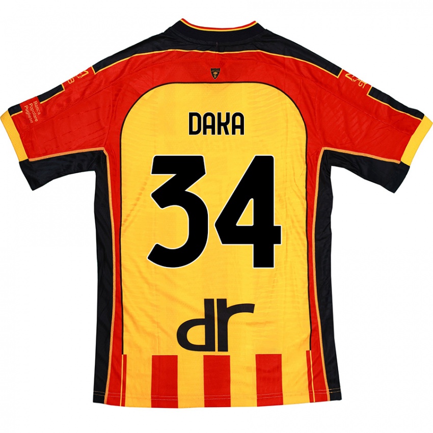 Niño Camiseta Dario Daka #34 Amarillo Rojo 1ª Equipación 2024/25 La Camisa México