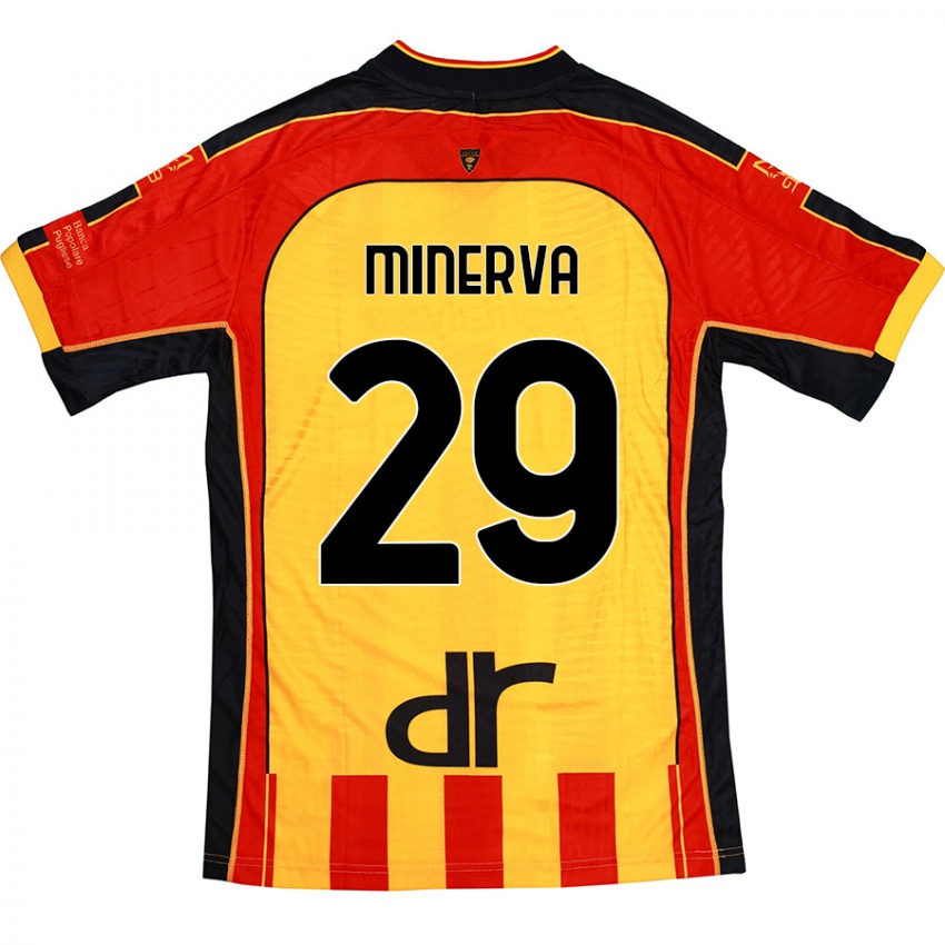 Niño Camiseta Francesco Minerva #29 Amarillo Rojo 1ª Equipación 2024/25 La Camisa México