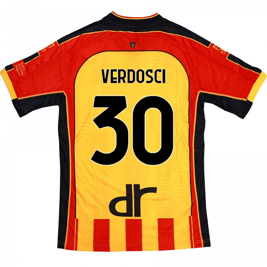 Niño Camiseta Simone Verdosci #30 Amarillo Rojo 1ª Equipación 2024/25 La Camisa México