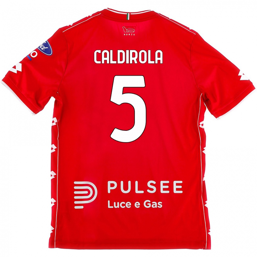 Niño Camiseta Luca Caldirola #5 Rojo Blanco 1ª Equipación 2024/25 La Camisa México