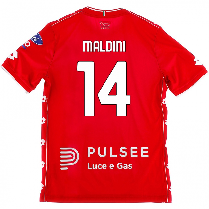 Niño Camiseta Daniel Maldini #14 Rojo Blanco 1ª Equipación 2024/25 La Camisa México