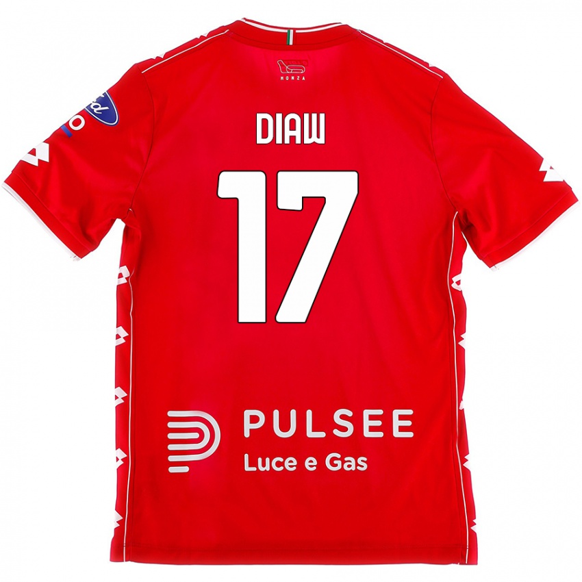 Niño Camiseta Davide Diaw #17 Rojo Blanco 1ª Equipación 2024/25 La Camisa México