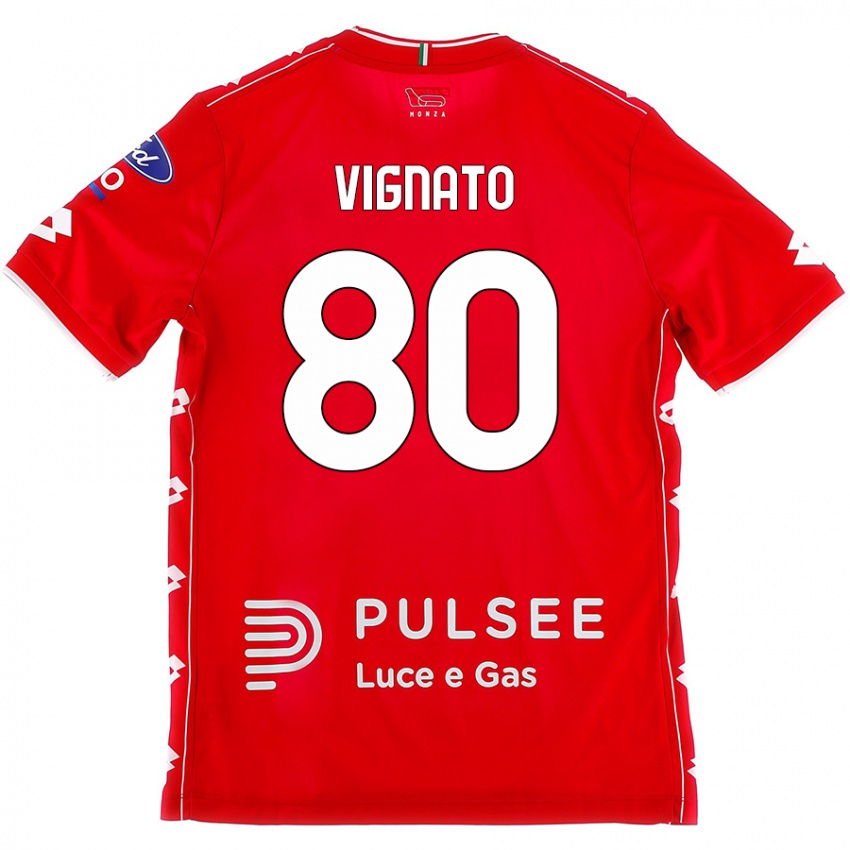 Niño Camiseta Samuele Vignato #80 Rojo Blanco 1ª Equipación 2024/25 La Camisa México