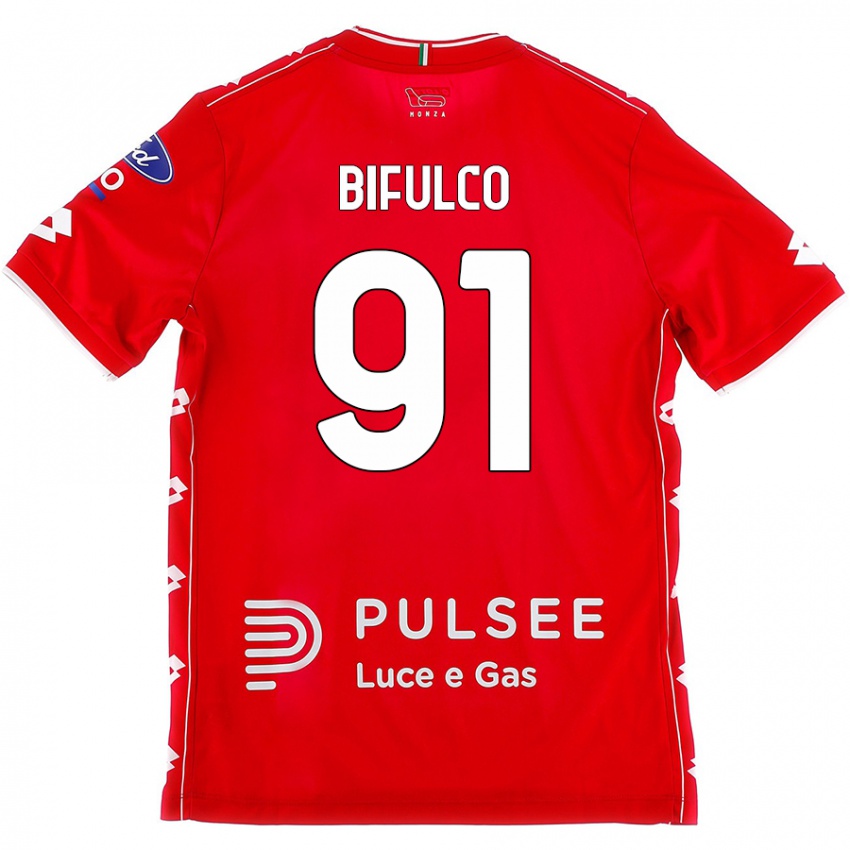 Niño Camiseta Davide Bifulco #91 Rojo Blanco 1ª Equipación 2024/25 La Camisa México