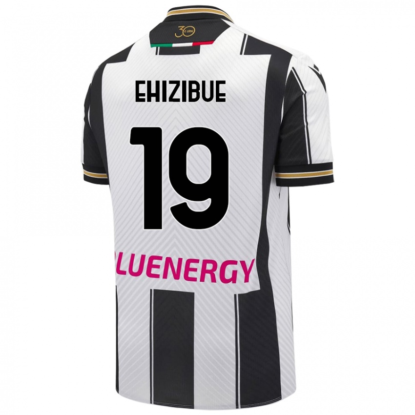 Niño Camiseta Kingsley Ehizibue #19 Blanco Negro 1ª Equipación 2024/25 La Camisa México